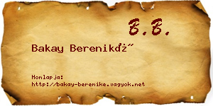 Bakay Bereniké névjegykártya
